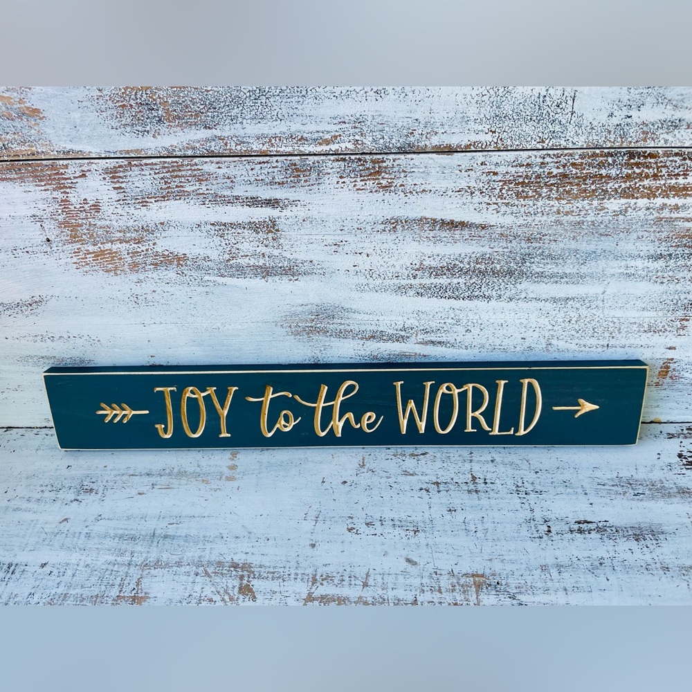 *Joy to the World Engraved Sign 24”x3.5” - Picture 3 of 13